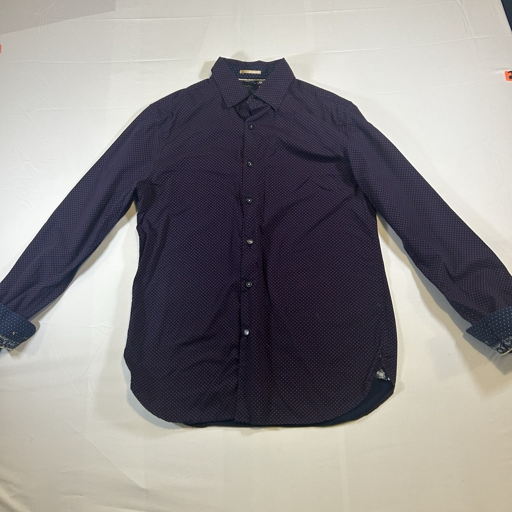 Denim & Flower RICKYSINGH Men Small Navy Orange Button Down Long Sleeve Cotton‎